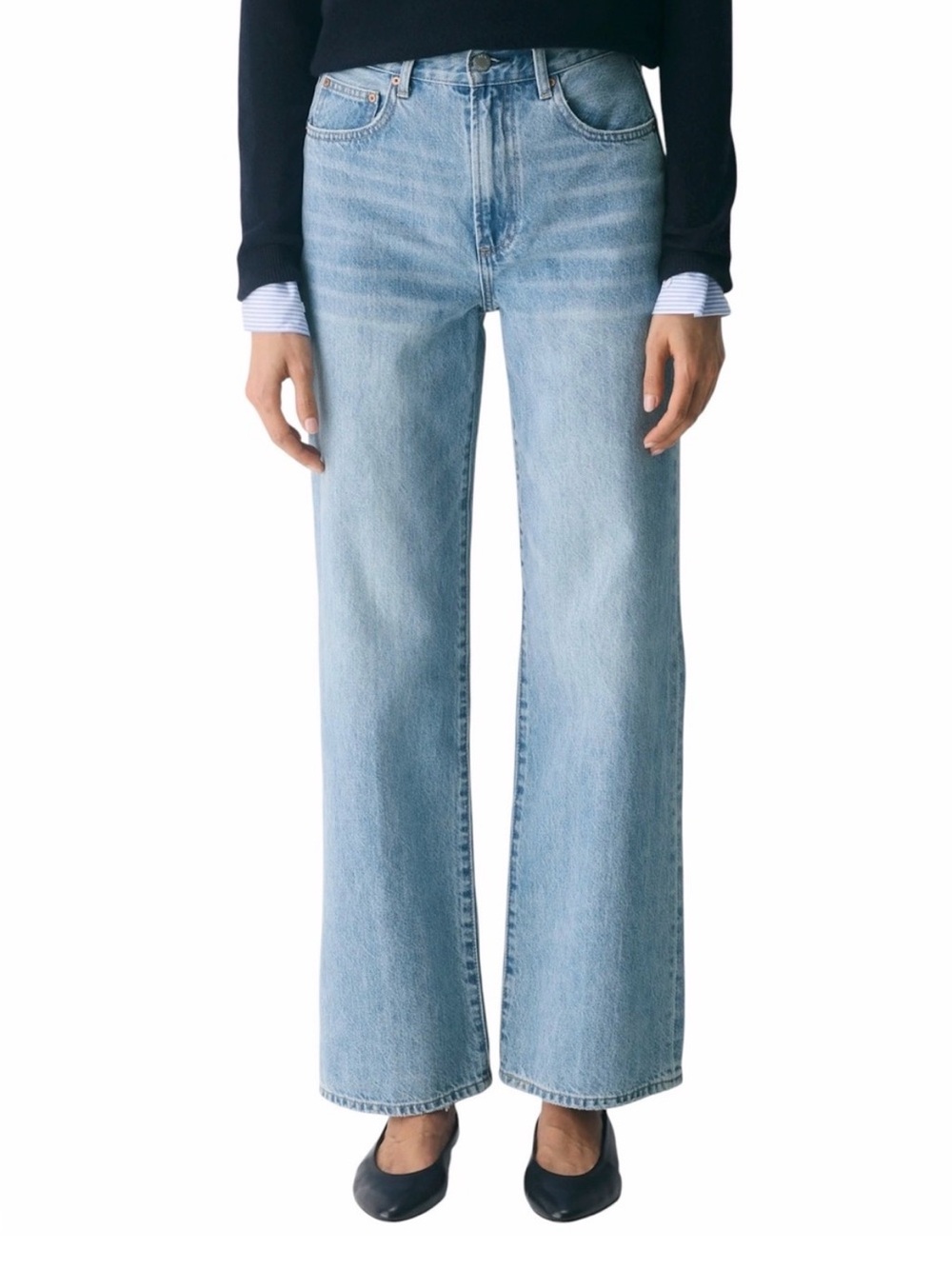 Aritzia Denim Forum Farrah High-Rise Wide Leg Flare Jeans Light Wash Blue Sz 30